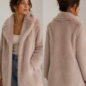 🩷 Dusty, pink fur coat by Cozypoin Collection Faux Fur Coat – Size Large